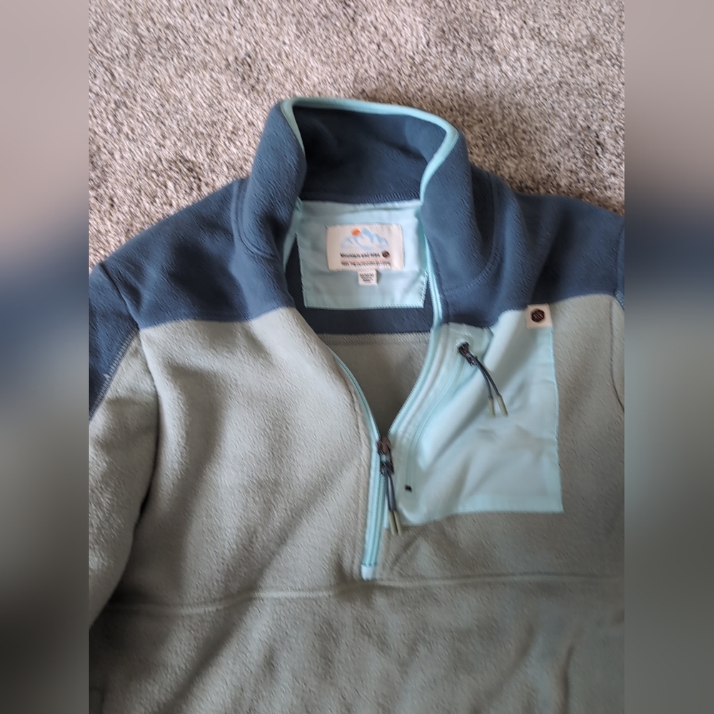 NWT Mountain and Isles Women's Polar Fleece 1/2 Zip Pullover Green Navy Size M